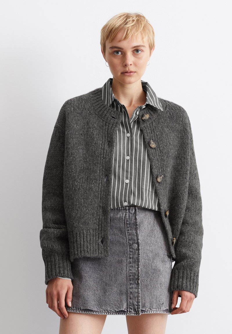 Marc O'Polo DENIM BUTTONS - Adīta jaka - dark shadow melange