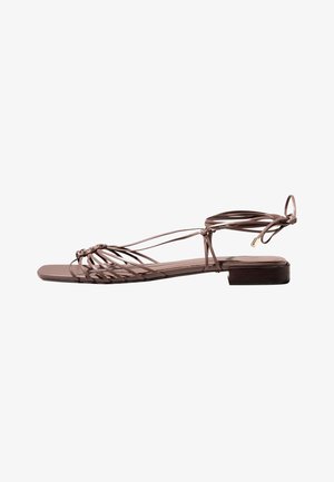Next, REGULAR FIT - N. PREMIUM LEATHER SQUARE TOE HARDWARE ANKLE WRAP SANDALS . - Sandals - taupe