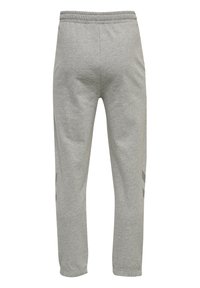 Pantalones de chándal grises con una cómoda cinturilla elástica, puños ajustados y rayas diagonales grises en los lados. Elaborados con una tela suave.