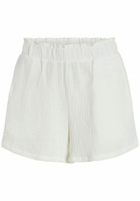 Bílé, texturované šortky s elastickým pasem a dvěma bočními kapsami. Mají volný střih a jsou vyrobeny z měkké, lehké tkaniny.