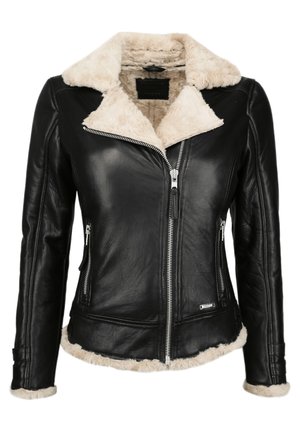 MIT KUNSTFELL - Leren jas - black