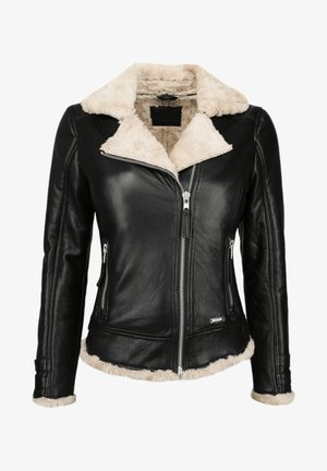 Mustang MIT KUNSTFELL - Skinnjacka - black