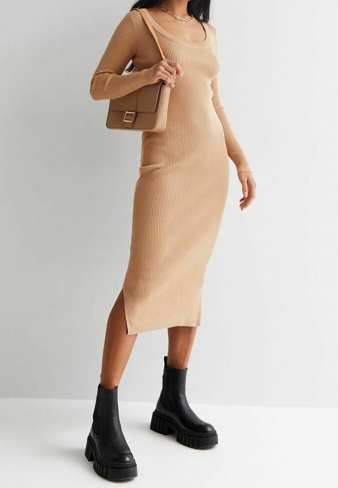 New Look Petite Robe fourreau camel (Seconde main)