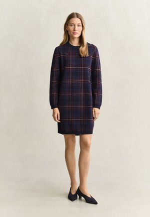 GANT, CHECK KNIT DRESS - Рокля тип пуловер - evening blue