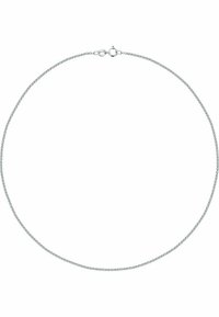 Silberne Kettenhalskette mit einem zarten, dünnen Design, glatter Textur und einem sicheren Karabinerverschluss.