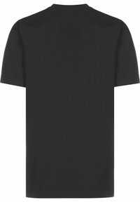 Sort bomulds t-shirt med korte ærmer, rund halsudskæring og ensfarvet rygdesign. Blød tekstur og almindelig pasform.