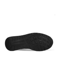 Black athletic shoe sole with textured rubber surface, featuring a zigzag tread pattern and pronounced grip areas for traction.
