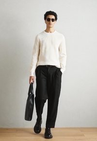 Marc O'Polo CREW NECK STRUCTURED WITH TIPPING - Strickpullover - gray silk