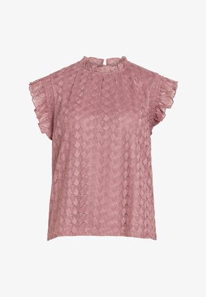 VILA, CAP SLEEVE TOP VINILA HIGH NECK - Blúzka - nostalgia rose
