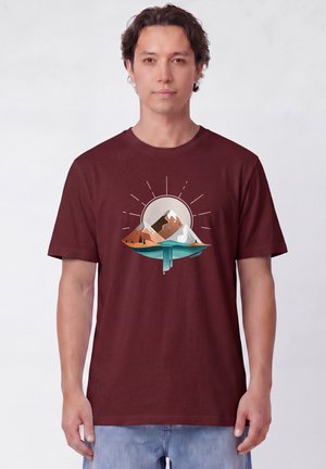 watapparel, SUNRISE & LAKE UNISEX - T-shirt print - burgundy