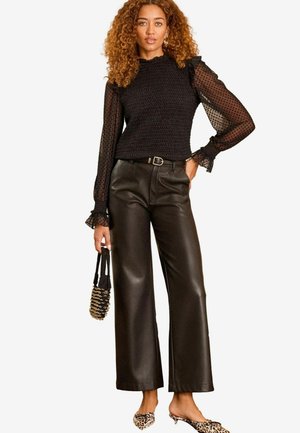 REGULAR FIT - SHIRRED LONG SLEEVE SPOT  - Camicetta - black spot