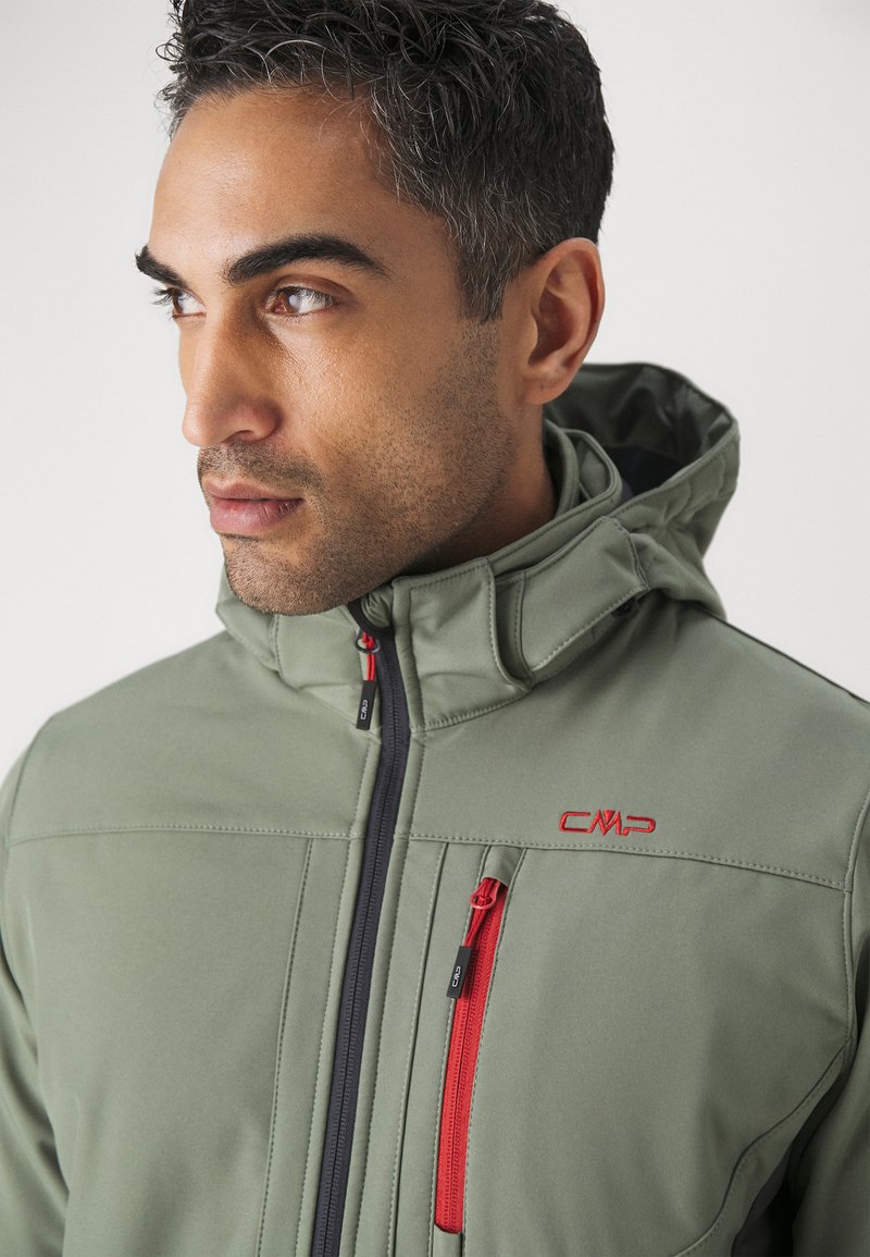 Giacca Softshell Uomo CMP Con Cappuccio Staccabile – Impermeabile, Traspirante, Colore Salvia, Taglia 52