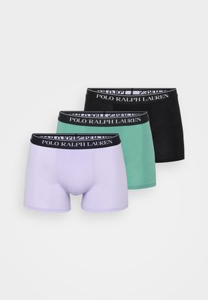 Trois paires de caleçons pour hommes : lilas, vert menthe et noir. Avec une taille élastique imprimée "POLO RALPH LAUREN". Matériau en mélange de coton.