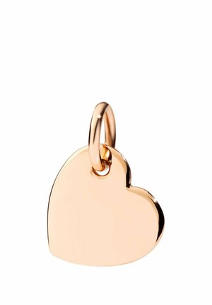 Herzförmiger Anhänger aus Roségold mit glatter, polierter Oberfläche und einer runden Öse zum Befestigen an einer Halskette oder einem Armband.