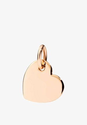 Herzförmiger Anhänger aus Roségold mit glatter, polierter Oberfläche und einer runden Öse zum Befestigen an einer Halskette oder einem Armband.