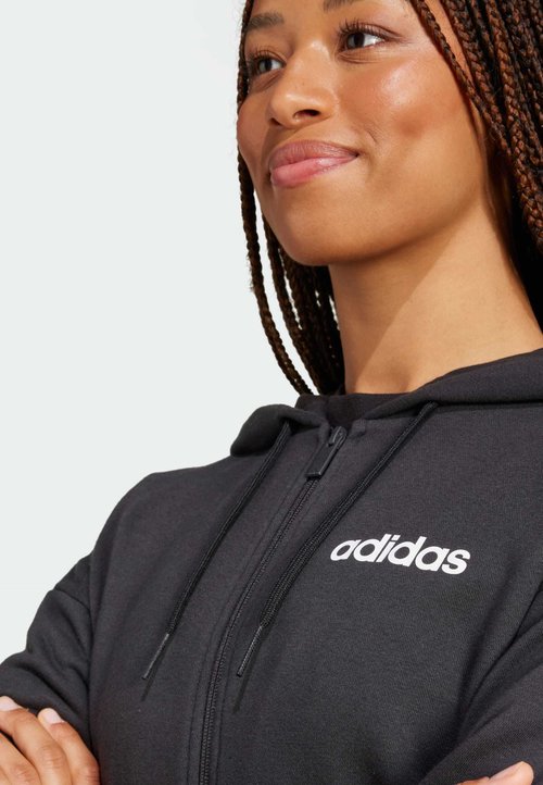 adidas Essentials Linear Full-Zip French Terry Hoodie Black/White — foto 3