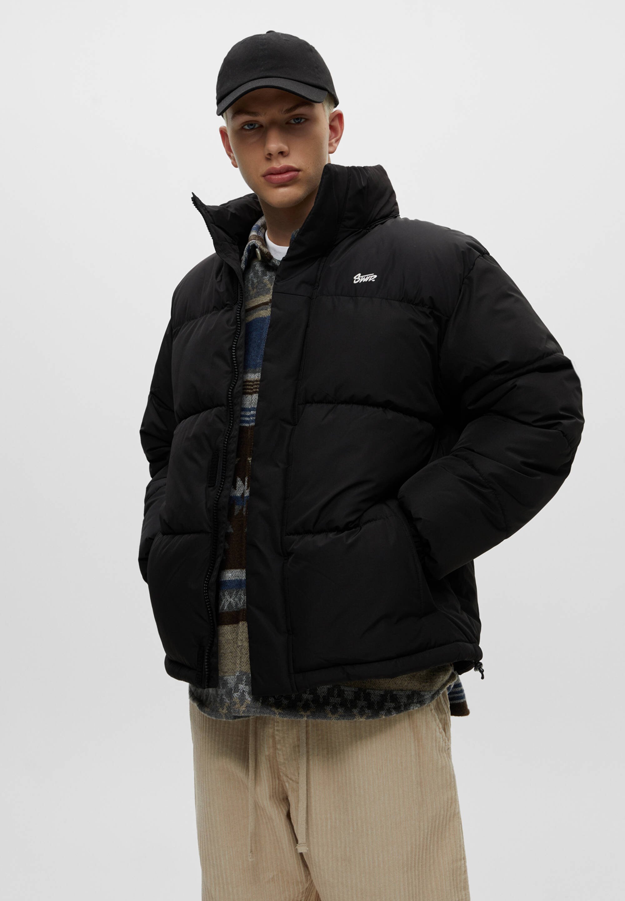 PULL\u0026BEAR BLOCK PUFFER - Winterjas - mottled black/gemêleerd zwart - Zalando .be