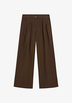 Massimo Dutti, HIGH-WAIST WIDE-LEG PLEATED PANTS - Pantaloni - brown