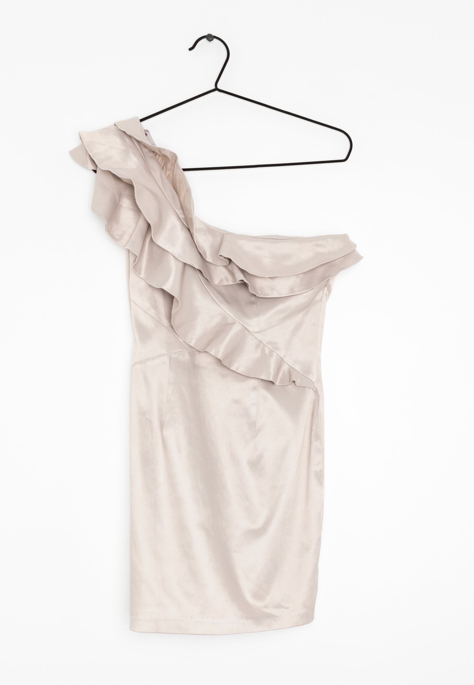 river island beige dress River Island Beige Short Sleeve Drape Side Midi Dress UK S
