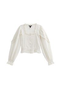 New Look PINTUCK LONG SLEEVE CROP - Blouse - off white