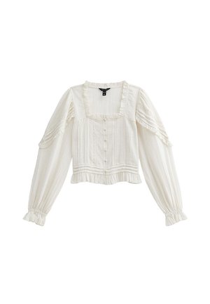 New Look PINTUCK LONG SLEEVE CROP - Blouse - off white