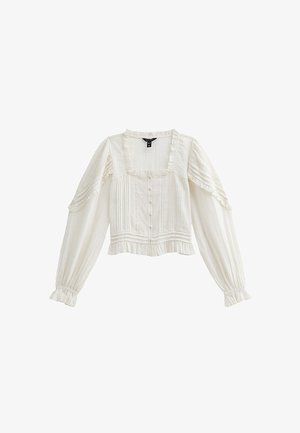 New Look PINTUCK LONG SLEEVE CROP - Bluse - off white