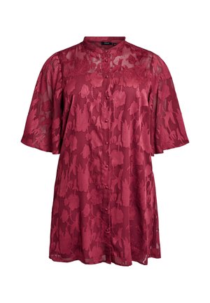 KURZES A-LINIEN-MIT BLUMENMUSTER - Tričkové šaty - burgundy