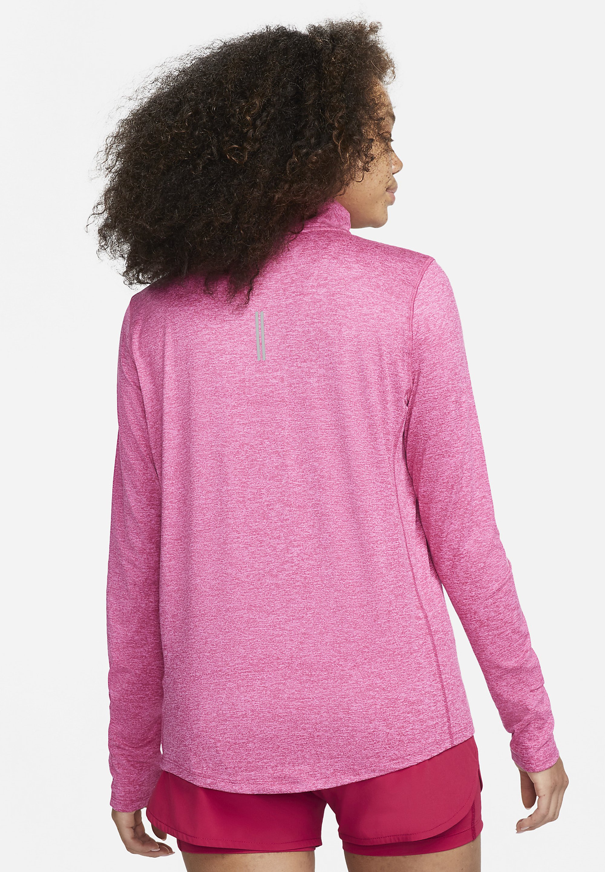 nike running element half zip top in pink marl