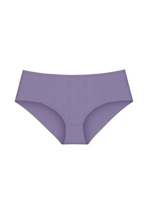 Purple hipster panties made from smooth fabric. Features a textured design in the center panel and a comfortable waistband.