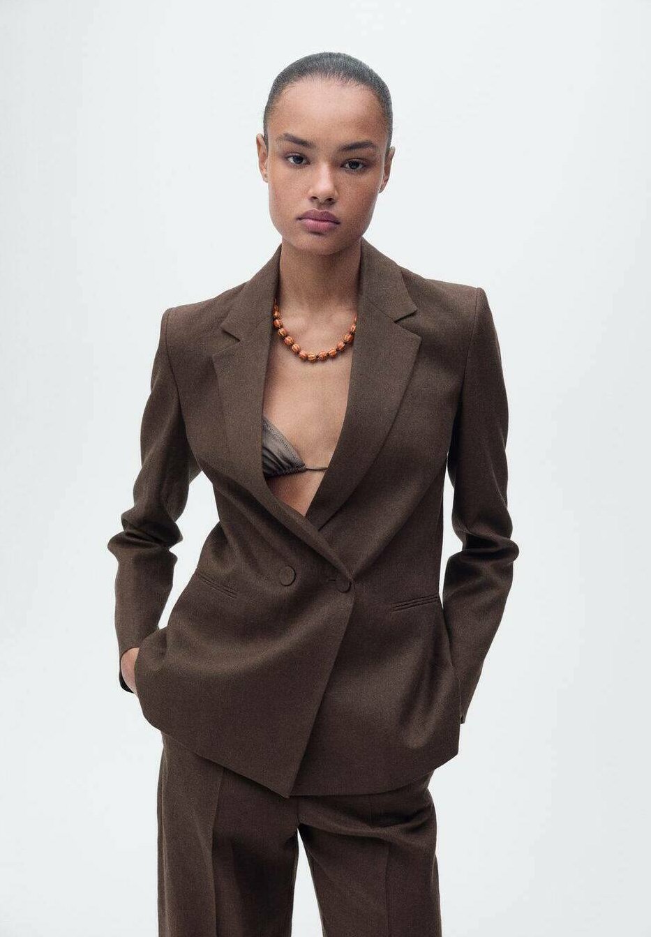 Blazer Femme Mango Taille 42 - Blanc Rayé Bleu - Coton - Très Bon état Occasion
