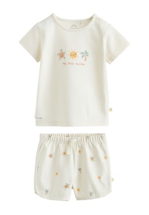 Next REGULAR FIT - TOP AND SHORT BABY SET . UNISEX - Jogginghose - cream my first holiday