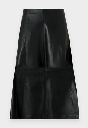 STUDIO ID FIT FLARE SKIRT - Gonna di pelle - black