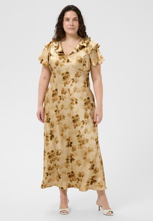 Kaffe Curve, KCJAMIE FRILL - Abiti per occasioni speciali - dusty champagne brown flowers