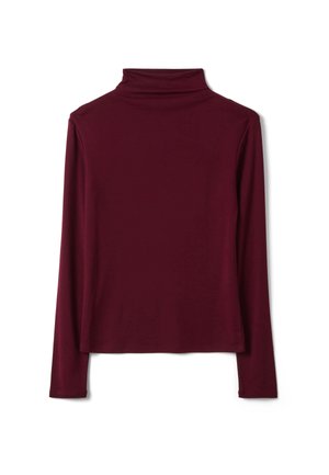 Stefanel, T-SHIRT WITH MOCK NECK. - Camiseta de manga larga - burgundy