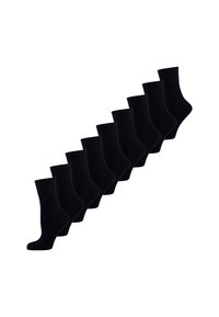 Ti par sorte bomuldsankelsokker med en glat tekstur og et klassisk design med en mid-længde skaft for komfort og pasform.