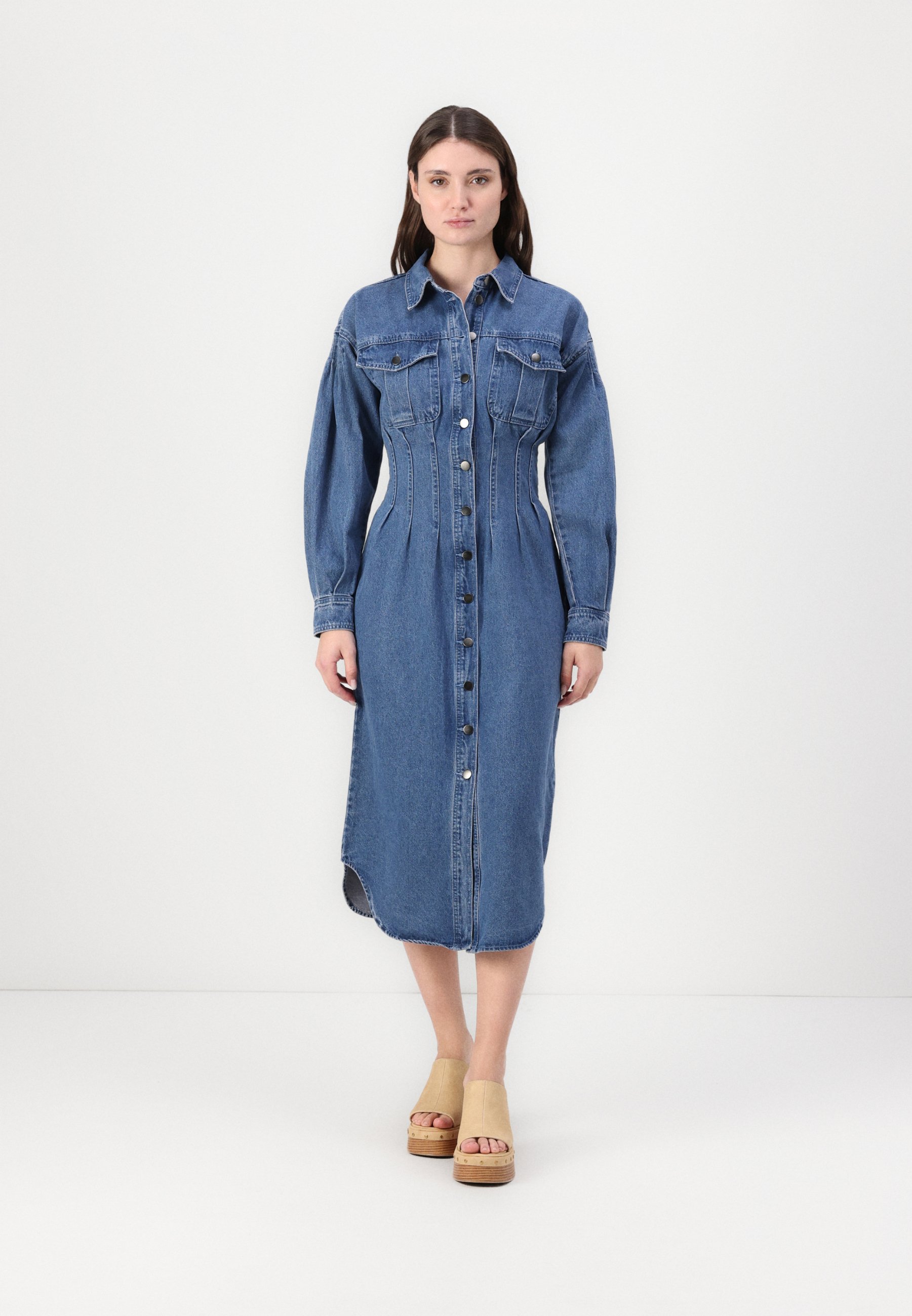 Rouge Edit ANNELIESE SHIRT DRESS - Denim dress - dark blue denim