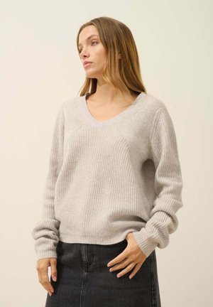 AMRITA PLY V-NECK - Stickad tröja - heather glacier