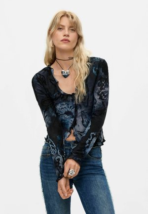 Desigual, FLOCKED T-SHIRT - Bluza - blue