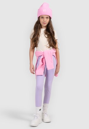 4F, 4F LEGGINSY DZIANINOWE DZIEWCZĘCE - CZARNE 140 (9-10 LAT) - Leggings - violet