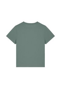 Korte mouwen T-shirt in gedempt groen, met een ronde hals en een zachte, gladde textuur. Geen zichtbare logo's of patronen. Standaard pasvorm.