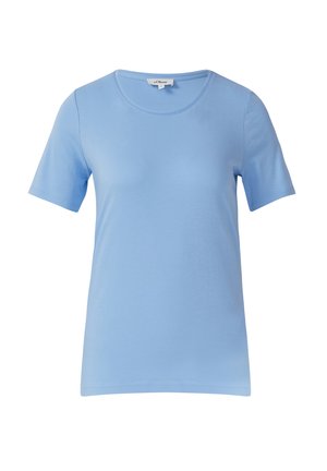 Helles blaues T-Shirt mit kurzen Ärmeln, runder Ausschnitt, schlichter Design und s.Oliver-Label am Kragen.