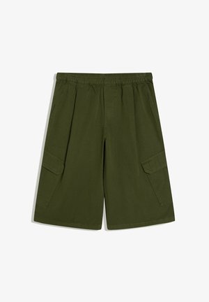 Bershka, ELASTICATED WAISTBAND - CARGO SHORTS - Shorts - dark green