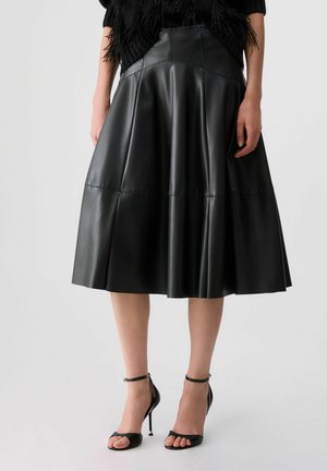 LIU JO, LIU JO MIDI SKIRT IN COATED FABRIC - Gonna a campana - black