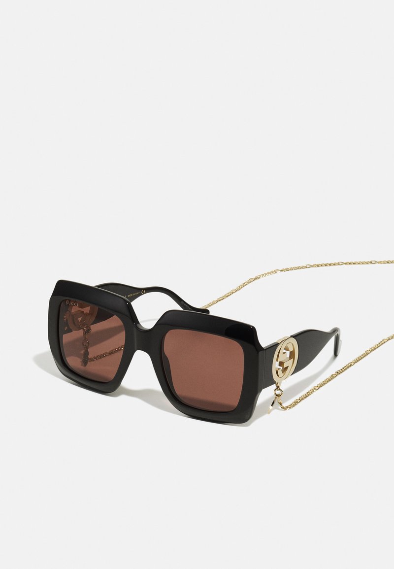 Gucci GG OVERSIZED SQUARE ACETATE SUNGLASSES - Sunglasses - black/brown