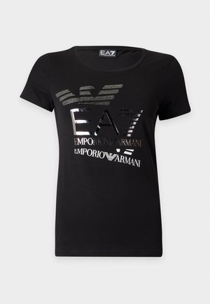 EA7 Emporio Armani, TRAIN LOGO SERIES TEE EAGLE CROSSOVER - T-shirts print - black
