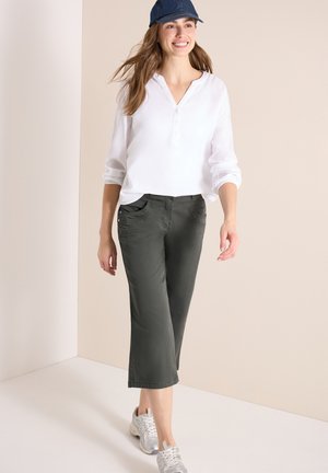 Cecil HIGH WAIST FLARED LEG HOSE IM LOOSE FIT - Stoffhose - clear khaki