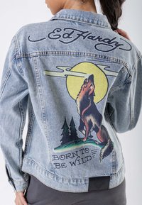 Ed Hardy BORN WILD  - Džínová bunda - bleach