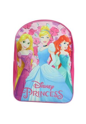 Sac à dos présentant des princesses Disney en rose, violet et teal. L'avant affiche trois princesses sur un fond floral, avec le texte "Princesse Disney".