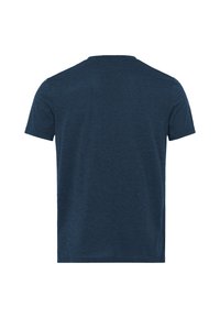 Korte mouw t-shirt in donkerblauw, gemaakt van zachte stof met een gestructureerde uitstraling. Klassieke ronde hals, ruime pasvorm en geen zichtbare logo's.