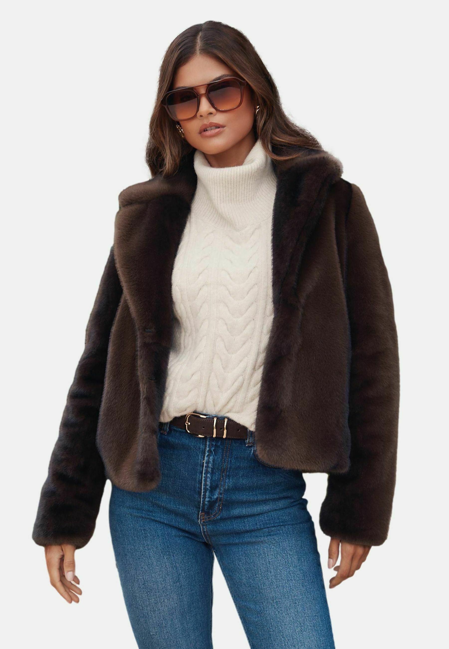 Lipsy Winter jacket - mink brown faux-fur/brown - Zalando